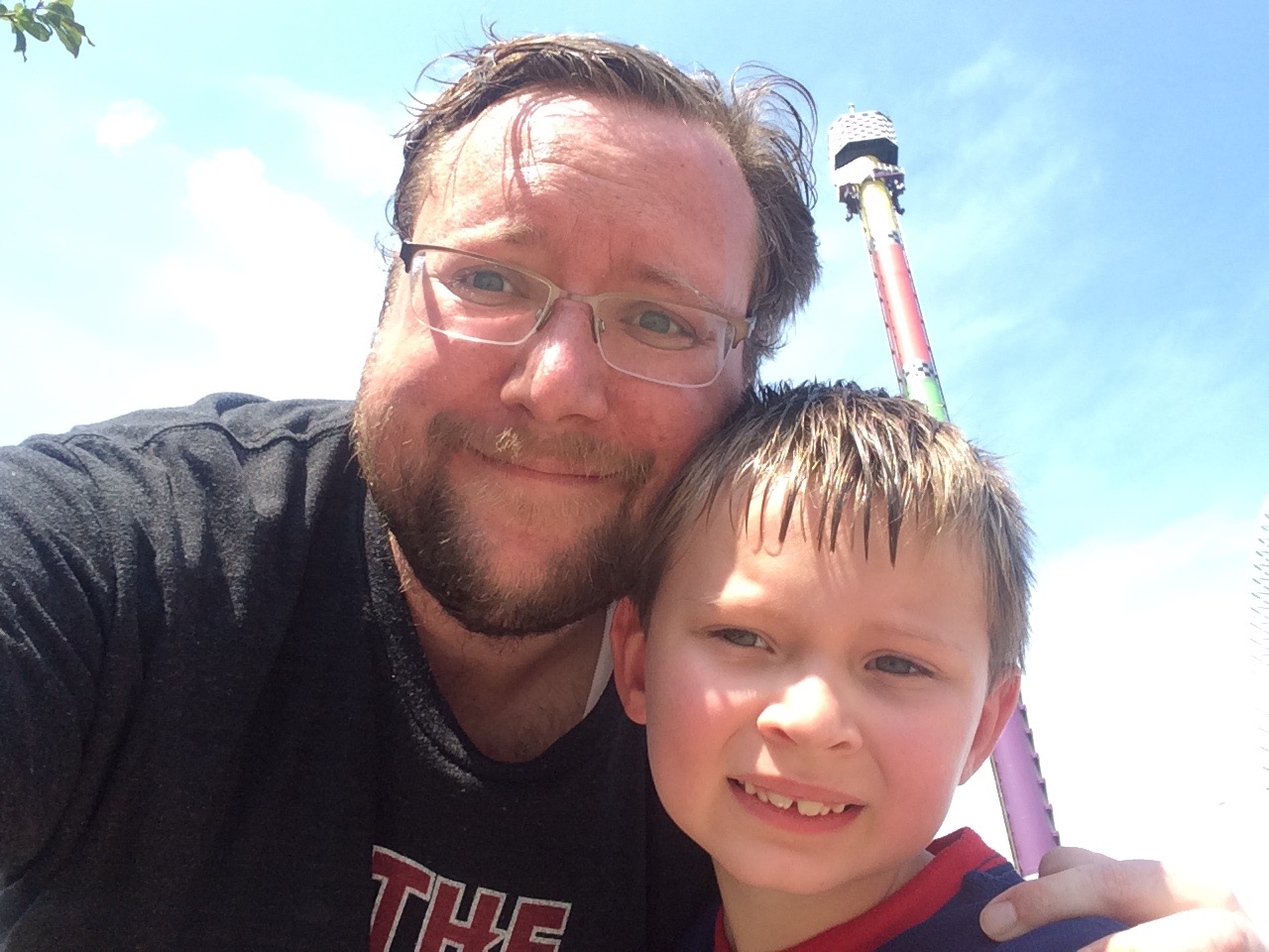 My son and I after a day at King's Island